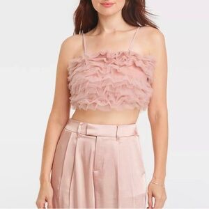 A New Day Pink Tulle Tank Top - Small